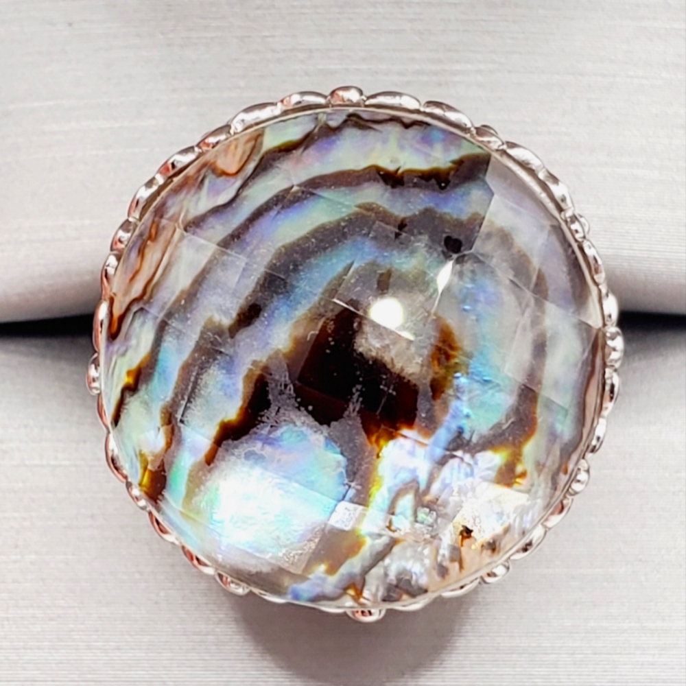 Silver Abalone Shell Ring - image 1
